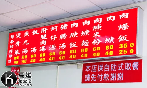高雄橋頭《黃家肉燥飯》的菜單